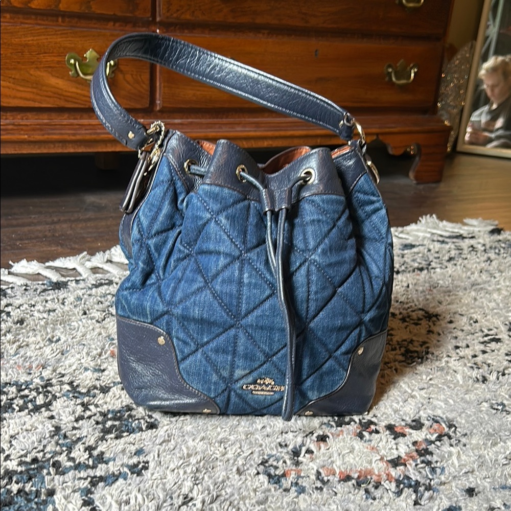 Coach Blue Denim Bucket Bag